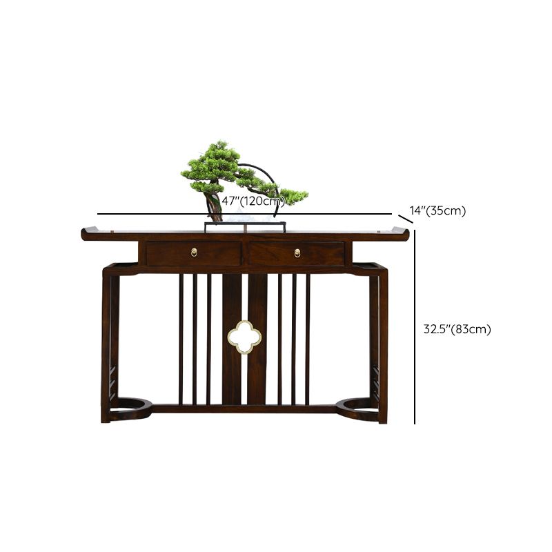 Rectangle Contemporary Console Table Dark Brown Elm Console Sofa Table