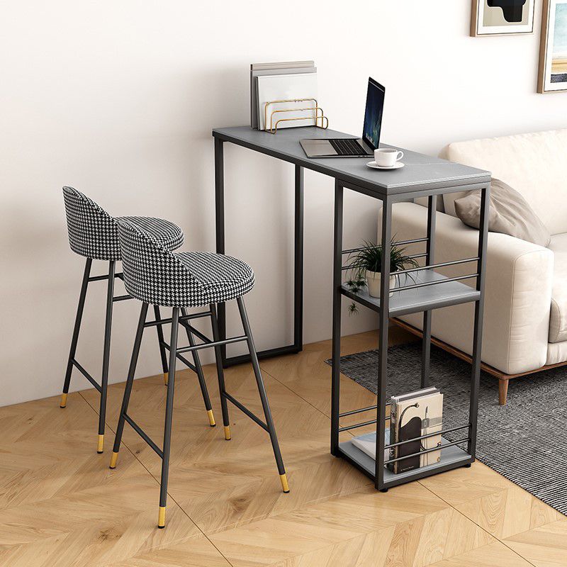 Rectangle Sintered Stone Bar Table Black and Metal Base Bar Table for Kitchen Living Room Clearhalo 'Bar Furniture' 'Bar Tables' 'bar_tables' 'furn' 'furn_bar_tables' 'Furniture' 'Kitchen & Dining Furniture' 1200x1200_efafe193-1920-48e9-a19c-bc806cad80c7