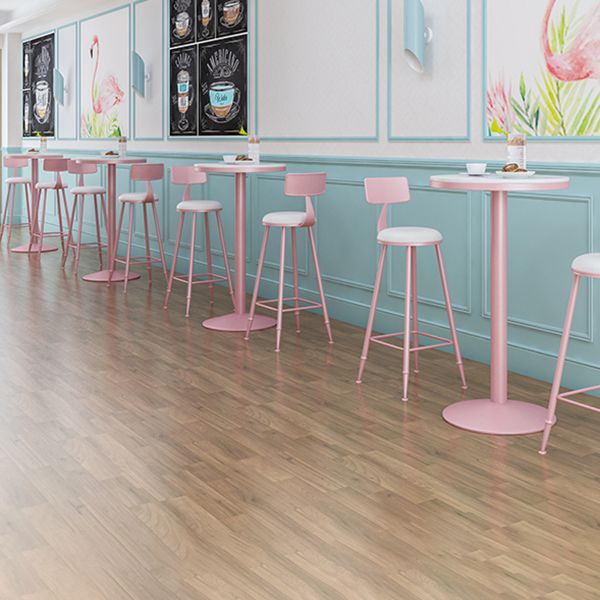 1/3/4/5 Piezas Mesa de barra de color rosa industrial Juego de bistro redondo con tapa de mármol de imitación blanca