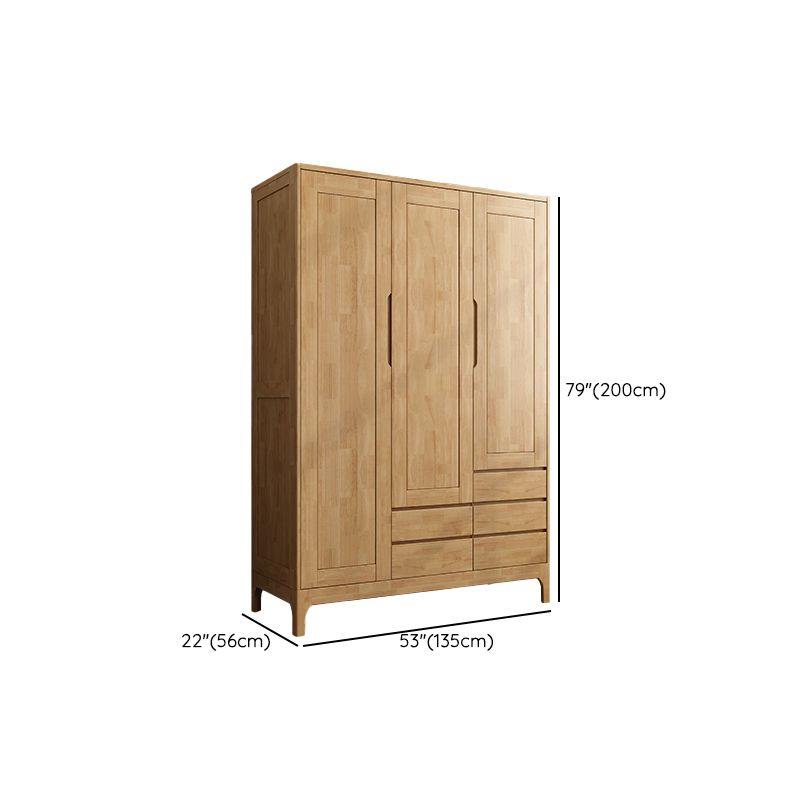 Modern Style Wardrobe Cabinet Wood Clothes Rail Wardrobe Armoire with Shelves
