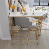 Glam Faux Marble Bar Dining Table Iron Indoor Bistro Table with Double Pedestal Clearhalo 'Bar Furniture' 'Bar Tables' 'bar_tables' 'furn' 'furn_bar_tables' 'Furniture' 'furniture_bar_tables' 'Kitchen & Dining Furniture' 'kitchen&dining_furn' 'kitchen' 1200x1200_efb1f2df-a0c3-4982-9d8c-f9d12192bf26