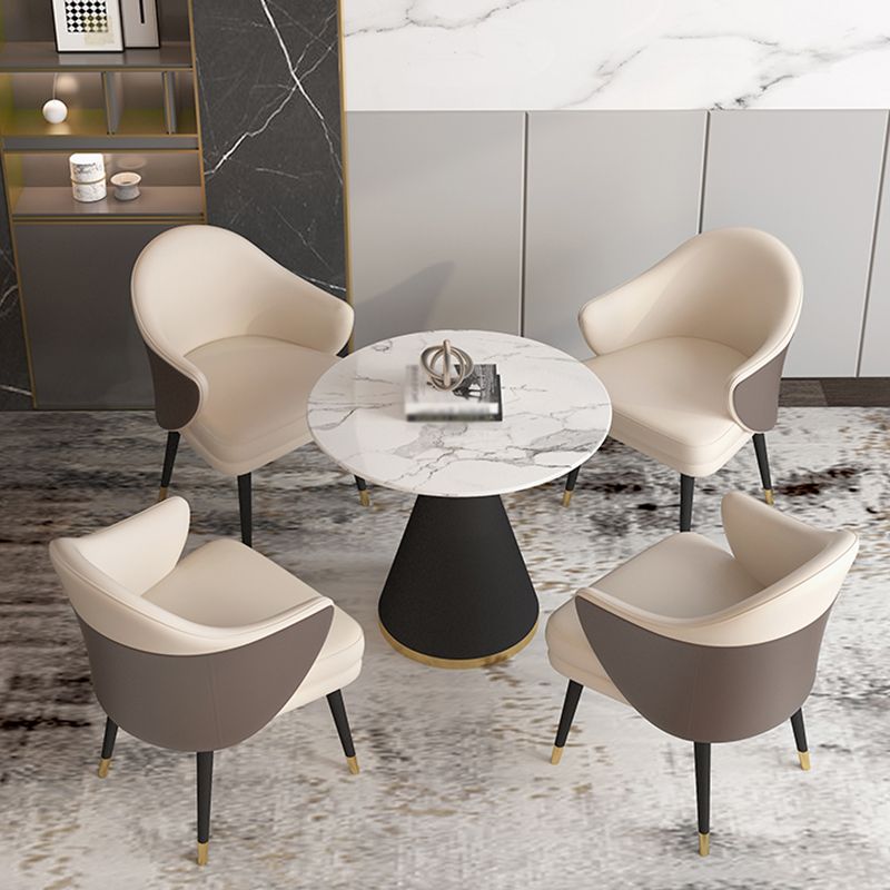 Minimalist Round Sintered Stone Dining Table White Kitchen Dining Table with Pedestal Base Clearhalo ' dining_table' 'Dining Tables & Seating' 'Dining Tables' 'furn' 'furn_dining_table' 'Furniture' 'furniture_dining_table' 'Kitchen & Dining Furniture' 'kitchen&dining_furn' 'kitchen' 'kitchen_dining_table' 1200x1200_efb4d9be-18b0-4c11-9f4b-fc9d001f920d
