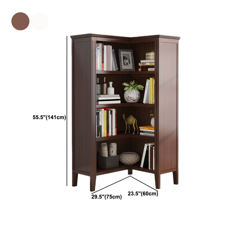 Solid Wood Closed Back Bookshelf Nordic Standard Bookcase with Shelves