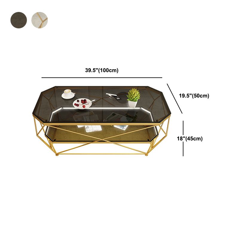 Contemporary Cocktail Table Glass Top Rectangular Single Coffee Table