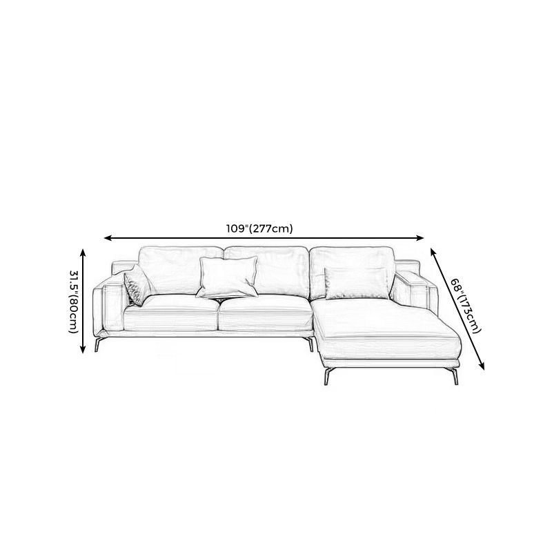 Square Arm Grey Pillowed Back Cushions Splayed Wooden Legs Sofa Clearhalo 'furn' 'furn_sectionals' 'Furniture' 'furniture_sectionals' 'kitchen' 'kitchen_sectionals' 'Living Room Furniture' 'Sectionals' 1200x1200_efb63cd3-d6f9-446f-a4bb-b27cf3cac82a
