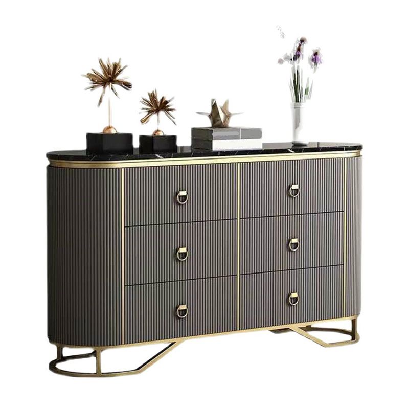 Commode en pierre de coffre de rangement Glam classique de 15,6 pouces de largeur avec 6 tiroirs