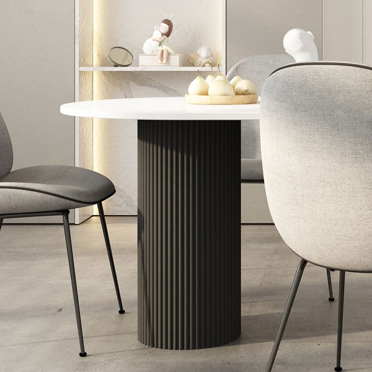 Oval Sintered Stone Dining Table Modern White-black Furniture with Double Pedestal Base Clearhalo 'Dining Tables & Seating' 'Dining Tables' 'dining_table' 'furn' 'furn_dining_table' 'Furniture' 'Kitchen & Dining Furniture' 1200x1200_efbcc3ec-530d-4fdc-8952-f8bda196b0b5