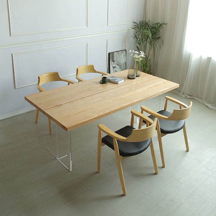 Solid Wood Top Dining Table Rectangle Pine Wood Table with Sled Base Clearhalo 'Dining Tables & Seating' 'Dining Tables' 'dining_table' 'furn' 'furn_dining_table' 'Furniture' 'furniture_dining_table' 'Kitchen & Dining Furniture' 'kitchen' 'kitchen_dining_table' 1200x1200_efbce617-b57c-497c-b3d3-3553e43f0590