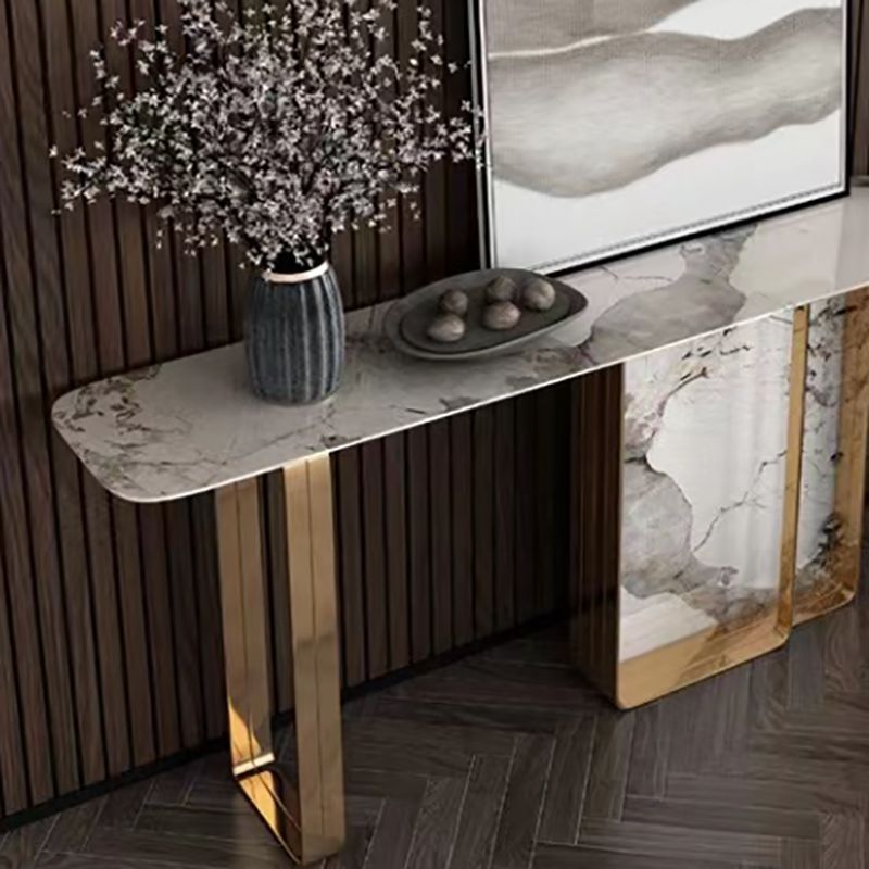 Tavolo console contemporanea a forma di rettangolo tavolo di divano in pietra in oro