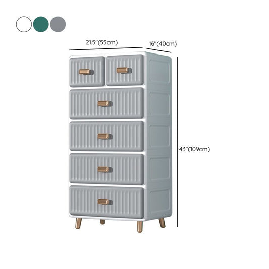 Contemporary Plastic Storage Cabinet for Bedroom Matte Finish Cabinet with Drawers