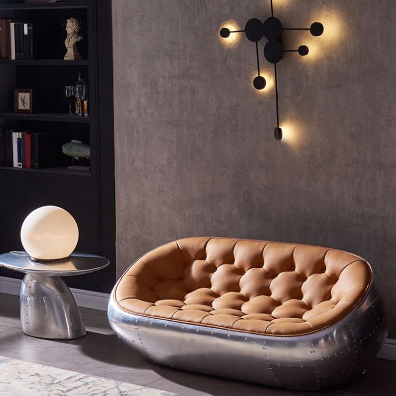 Contemporary Seating Orange Leather Tufted Living Room Settee Clearhalo 'furn' 'furn_sofas' 'Furniture' 'Living Room Furniture' 'Sofa' 'sofas' 1200x1200_efc5a33c-25e1-4dc8-a69c-846bd1032b71