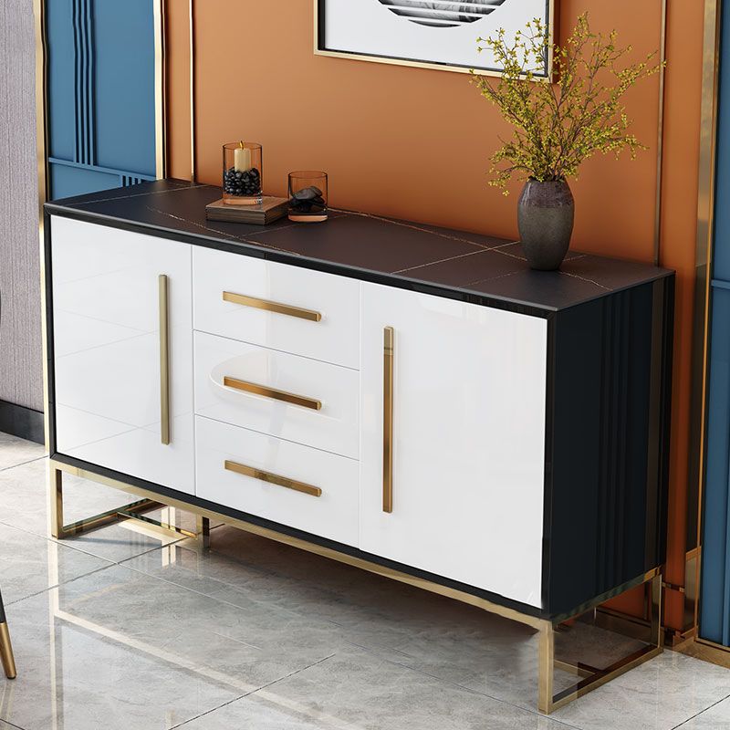 Artificial Wood Dining Room Sideboard Cabinet Glam Credenza with Drawer and Storage Clearhalo 'buffet_sideboard' 'Buffets & Sideboards' 'furn' 'furn_buffet_sideboard' 'Furniture' 'furniture_buffet_sideboard' 'Kitchen & Dining Furniture' 1200x1200_efc8fd75-36b0-48e1-a6a1-4ffa1fa21818