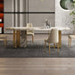 Luxury Sintered Stone Top Dining Table Rectangle Table with Metal and Stone Double Pedestal in Gold Clearhalo ' dining_table' 'Dining Tables & Seating' 'Dining Tables' 'furn' 'furn_dining_table' 'Furniture' 'furniture_dining_table' 'Kitchen & Dining Furniture' 'kitchen&dining_furn' 'kitchen' 'kitchen_dining_table' 1200x1200_efc91979-58d4-4cc7-8182-b6a470550dea