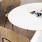 Round Stone Dining Table Modern White-black Furniture with Pedestal Base for Home