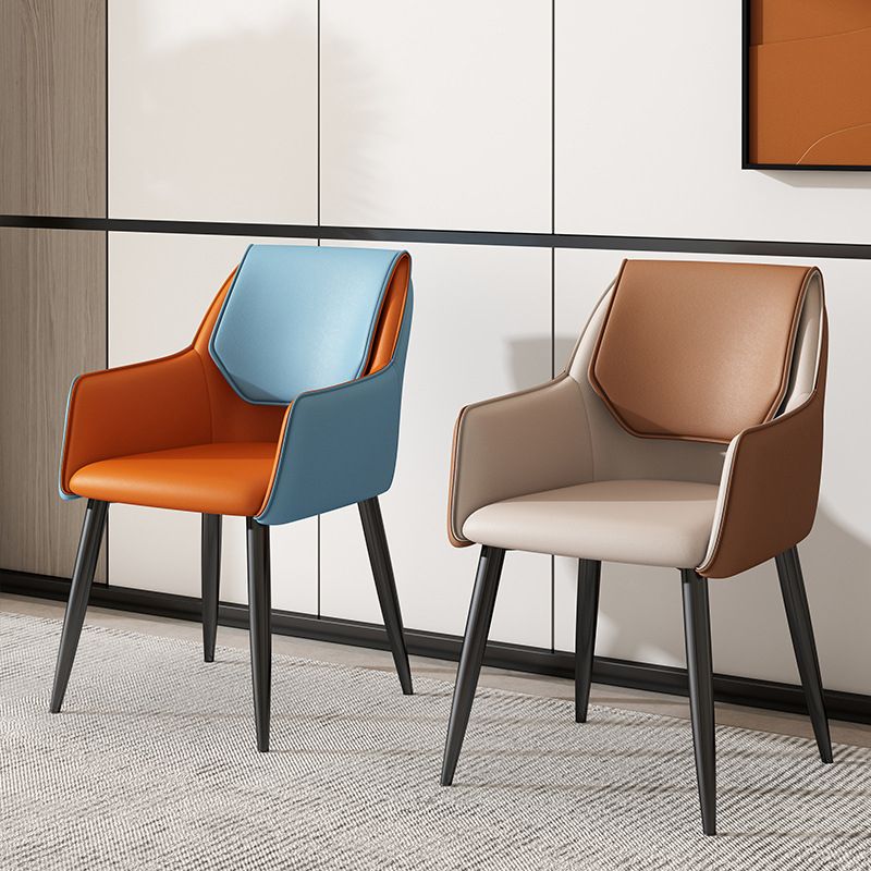 Modern Living Room Leather Arm Chair Matte Finish Solid Back Dining Chair Clearhalo ' kitchen&dining_furn' 'Dining Chairs' 'Dining Tables & Seating' 'dining_chair' 'furn' 'furn_dining_chair' 'Furniture' 'furniture_dining_chair' 'Kitchen & Dining Furniture' 'kitchen' 1200x1200_efcae6cd-ae69-4a9a-b94c-9339dbcd0e44