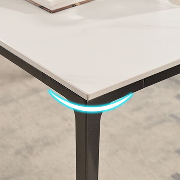 Contemporary Sintered Stone Dining Table 4 Legs Rectangular Table in White Clearhalo ' dining_table' 'Dining Tables & Seating' 'Dining Tables' 'furn' 'furn_dining_table' 'Furniture' 'furniture_dining_table' 'Kitchen & Dining Furniture' 'kitchen&dining_furn' 'kitchen' 'kitchen_dining_table' 1200x1200_efcd382f-8b21-44b6-ad77-a3591a230cec