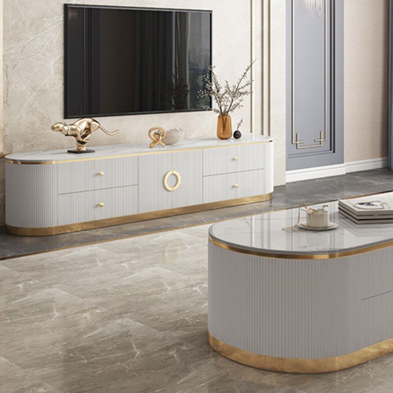 White Glam TV Stand Metal TV Console with 4 Drawers Included Clearhalo 'furn' 'furn_tv_stands_entertainment_centers' 'Furniture' 'Living Room Furniture' 'TV Stands & Entertainment Centers' 'TV Stands & Media Storage Furniture' 'tv_stands_entertainment_centers' 1200x1200_efcd858b-7971-4a93-ae58-b1e1dab97b8a