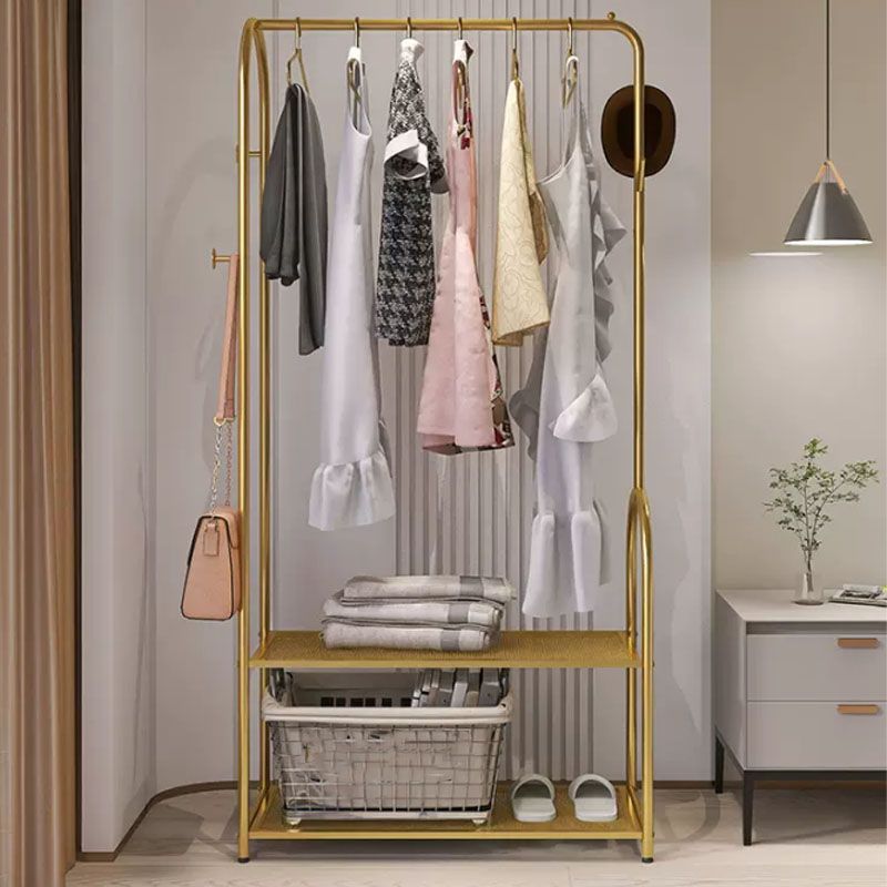 Contemporary Metal Coat Hanger Free Standing Coat Rack with Shelves Shelving Clearhalo 'Entry & Mudroom Furniture' 'furn' 'furn_hall_tree_coat_racks' 'Furniture' 'Hall Trees & Coat Racks' 'hall_tree_coat_racks' 1200x1200_efce7463-28cd-4b77-8086-98f59806ebec