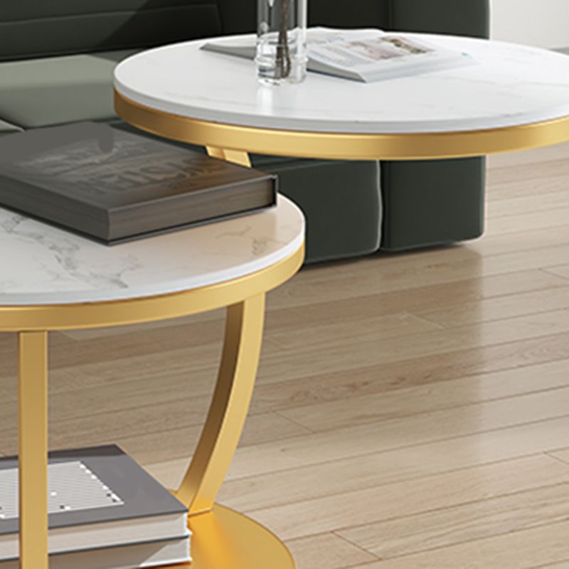 Contemporary Coffee Table Round Stone Top Extendable Coffee Cocktail Table Clearhalo 'Coffee & Accent Tables' 'Coffee Tables' 'coffee_tables' 'furn' 'furn_coffee_tables' 'Furniture' 'Living Room Furniture' 1200x1200_efd082a8-9574-4b6e-81df-bd73ae257464