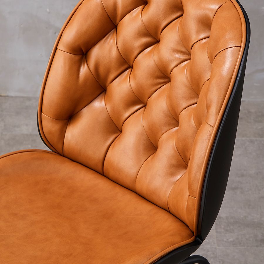 Industrial Style Leather Dining Chairs Solid Back Armless Dining Chairs for Home Clearhalo ' kitchen&dining_furn' 'Dining Chairs' 'Dining Tables & Seating' 'dining_chair' 'furn' 'furn_dining_chair' 'Furniture' 'furniture_dining_chair' 'Kitchen & Dining Furniture' 'kitchen' 1200x1200_efd0a05e-553a-40a2-9b32-20a024d19966