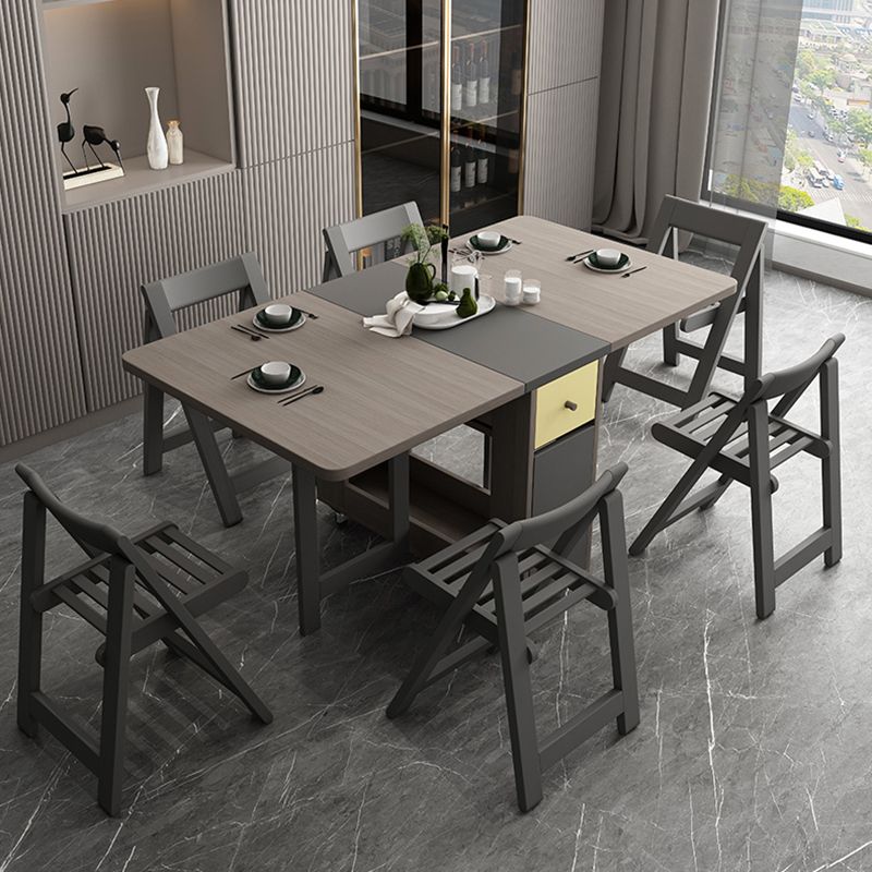 Mid-Century Brown Dining Table Rectangle Wooden Drop Leaf Dining Table for Home Clearhalo ' dining_table' 'Dining Tables & Seating' 'Dining Tables' 'furn' 'furn_dining_table' 'Furniture' 'furniture_dining_table' 'Kitchen & Dining Furniture' 'kitchen&dining_furn' 'kitchen' 'kitchen_dining_table' 1200x1200_efd123c2-2200-43de-b55a-9b0baad441a4