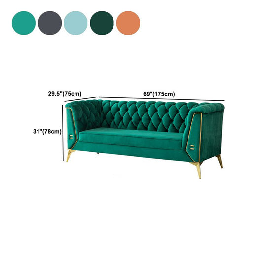 Smoking -Arm -Sofa 2/3 -Sitzer zeitgenössischer Tufted -Samtsofa - 30,7 "H