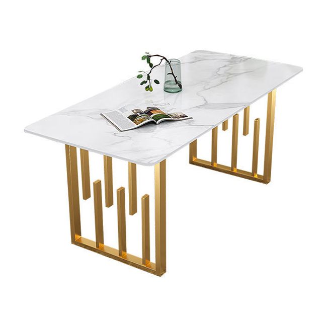 Traditional Luxury Dining Table Sintered Stone Top Dining Table with Gold Frame Clearhalo 'Dining Tables & Seating' 'Dining Tables' 'dining_table' 'furn' 'furn_dining_table' 'Furniture' 'furniture_dining_table' 'Kitchen & Dining Furniture' 'kitchen' 'kitchen_dining_table' 1200x1200_efd15021-0af3-4d0c-9885-e84ef042f3e4