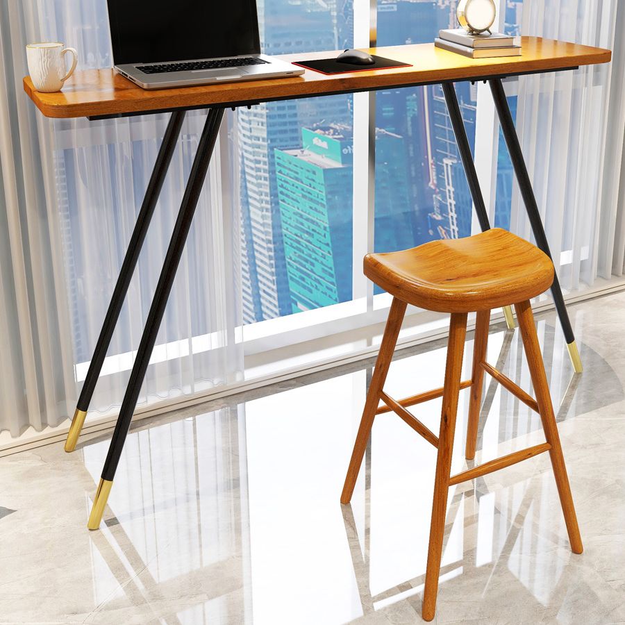 Juego de mesa de bar rectangular Glam, juego de mesa de bar de madera marrón de 1/2 piezas