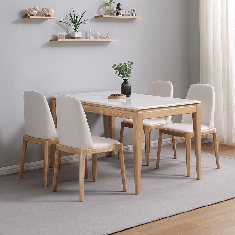 Mid-Century Rectangle Dining Table Marble Table with 4 Legs Base for Home Clearhalo ' dining_table' 'Dining Tables & Seating' 'Dining Tables' 'furn' 'furn_dining_table' 'Furniture' 'furniture_dining_table' 'Kitchen & Dining Furniture' 'kitchen&dining_furn' 'kitchen' 'kitchen_dining_table' 1200x1200_efd2719d-059c-48bd-8aad-40c0cd0a81c6