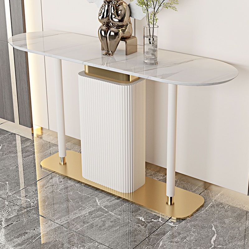 Tabella della console ovale moderna Tabella di divano console in bianco in bianco/nero