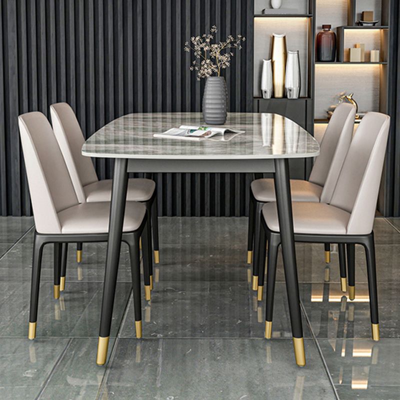 Industrial Dining Rectangle Table Sintered Stone Table with Metal Legs for Home Clearhalo 'Dining Tables & Seating' 'Dining Tables' 'dining_table' 'furn' 'furn_dining_table' 'Furniture' 'Kitchen & Dining Furniture' 1200x1200_efd3d995-80ca-4a90-b990-11d4763e903c