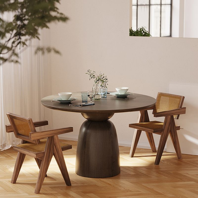 Round Solid Wood Brown Dining Table Simplicity Pedestal Table for Dining Room Clearhalo ' dining_table' 'Dining Tables & Seating' 'Dining Tables' 'furn' 'furn_dining_table' 'Furniture' 'furniture_dining_table' 'Kitchen & Dining Furniture' 'kitchen&dining_furn' 'kitchen' 'kitchen_dining_table' 1200x1200_efd4e78f-ccb2-46bf-a77c-1d31cedaa493
