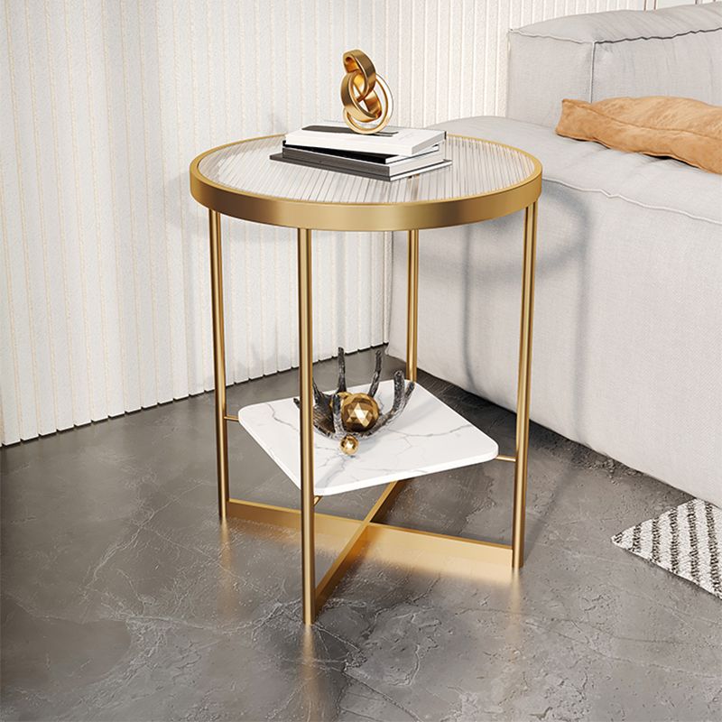Modern Glass Round Side End Table Cross Legs Sofa Corner Table Clearhalo 'Coffee & Accent Tables' 'End & Side Tables' 'end_side_tables' 'furn' 'furn_end_side_tables' 'Furniture' 'Living Room Furniture' 1200x1200_efd57aea-e105-4b12-971b-5542130c4771