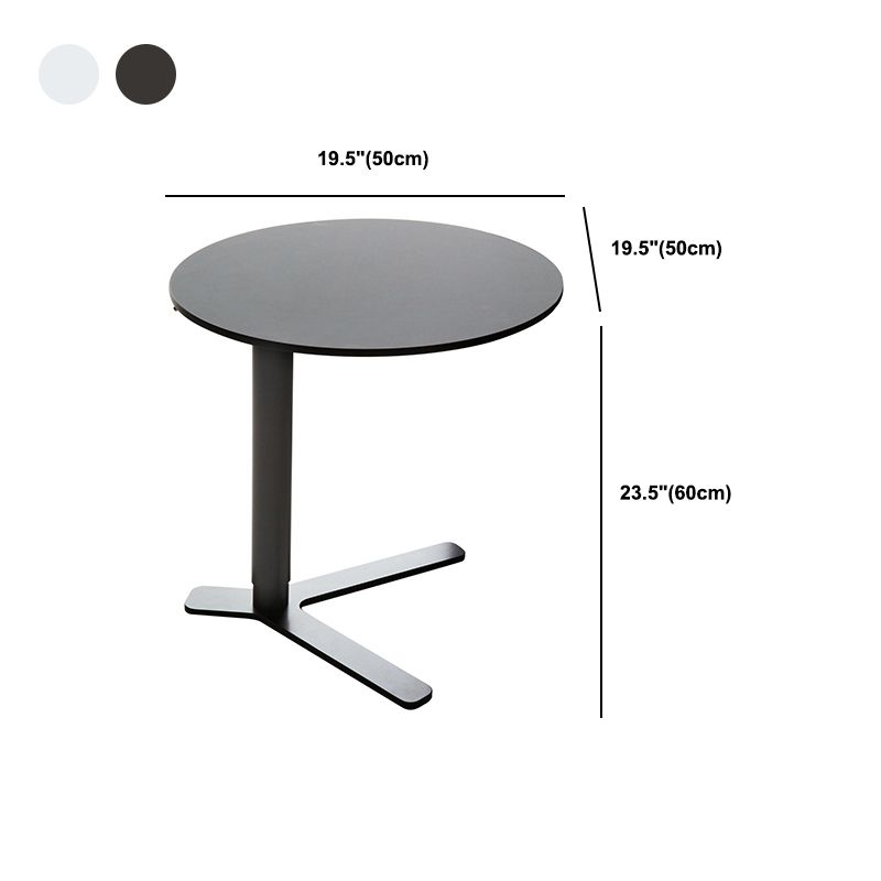 Mid-Century Metallic Pedestal End Table Round Side End Table