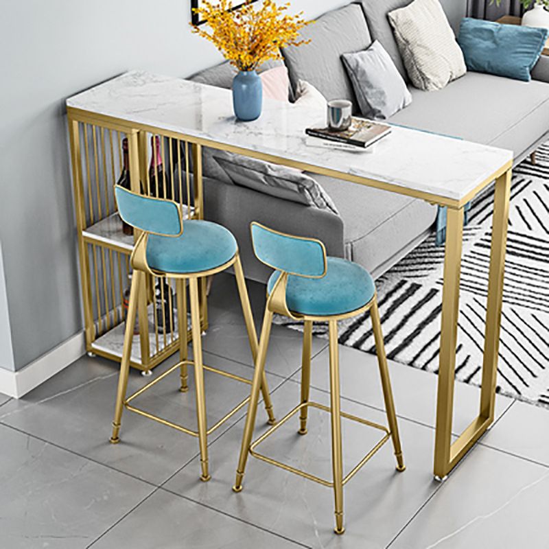 Glam 1/2/3 Pieces Metal Bar Table Set Rectangle Bar Table with High Stools for Home Clearhalo 'Bar Furniture' 'furn' 'furn_home_bar_bar_sets' 'Furniture' 'Home Bars & Bar Sets' 'home_bar_bar_sets' 'Kitchen & Dining Furniture' 1200x1200_efd71c00-3b5e-4e8e-b245-f4bfb1ce92eb