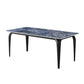Table de salle à manger noire à 4 pieds Table de dinette industrielle rectangulaire avec dessus en pierre
