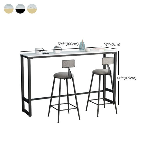 Glam Pub Table Trestle Base Rectangle Bar Table for Indoor and Breakroom