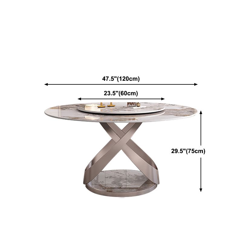 Contemporary Round Pedestal Dining Table Stone Matte Finish Table Clearhalo 'Dining Tables & Seating' 'Dining Tables' 'dining_table' 'furn' 'furn_dining_table' 'Furniture' 'Kitchen & Dining Furniture' 1200x1200_efda0ff4-91d2-4c77-aaa6-8a0c1fcffce7
