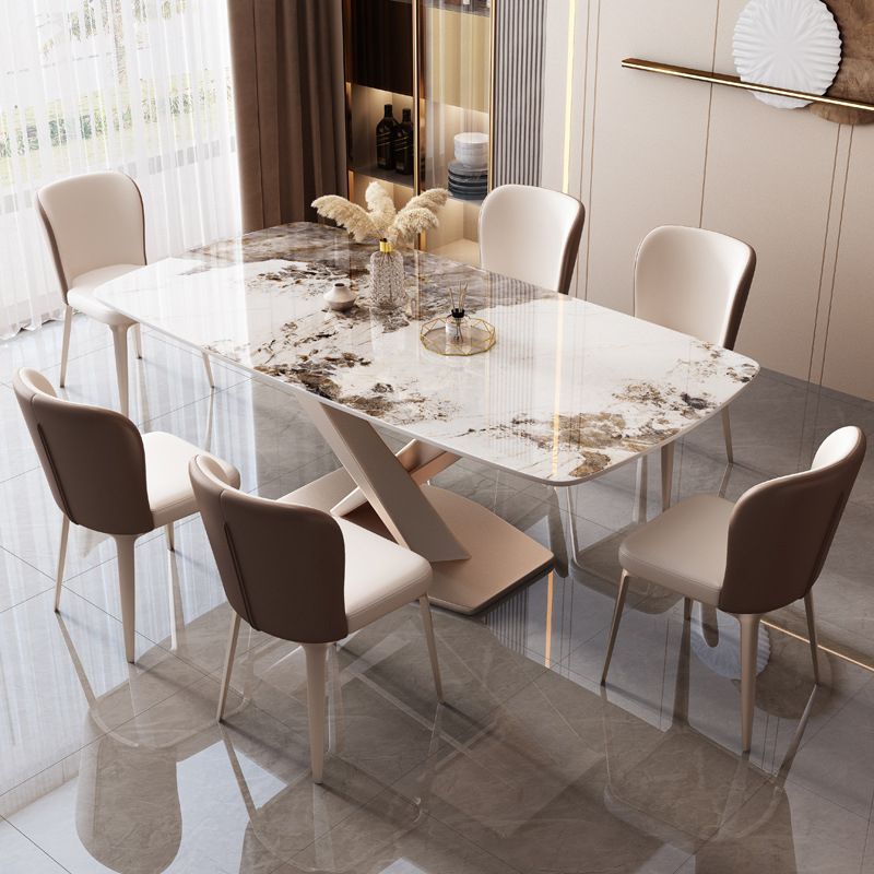 Marble Top Dining Table Modern Dining Table with Pedestal Base Clearhalo 'Dining Tables & Seating' 'Dining Tables' 'dining_table' 'furn' 'furn_dining_table' 'Furniture' 'Kitchen & Dining Furniture' 1200x1200_efda680f-65ac-40f6-94b9-df6be90635b2