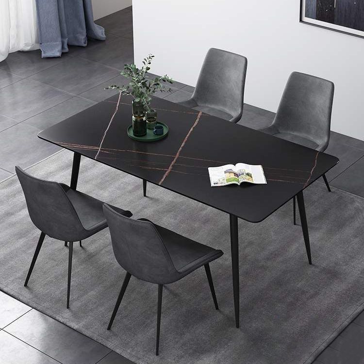 Industrial Home Sintered Stone Dining Table 4 Legs Carbon Steel Base Rectangle Table Clearhalo ' dining_table' 'Dining Tables & Seating' 'Dining Tables' 'furn' 'furn_dining_table' 'Furniture' 'furniture_dining_table' 'Kitchen & Dining Furniture' 'kitchen&dining_furn' 'kitchen' 'kitchen_dining_table' 1200x1200_efdb9da4-3ce3-40b9-96f5-c140c948c65b