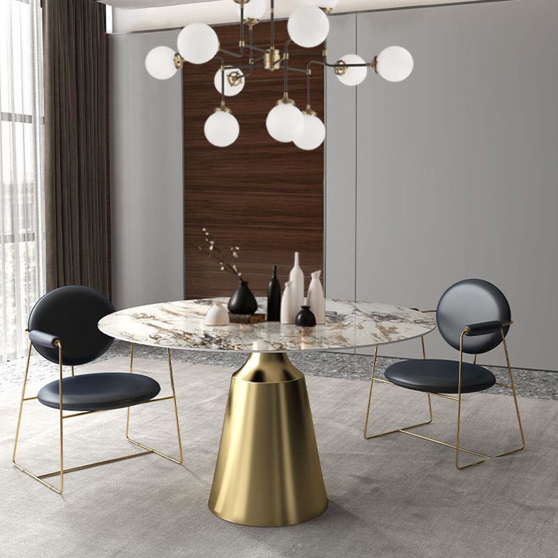 Traditional Luxury Round Dining Table Sintered Stone Table with Metal Pedestal Base Clearhalo ' dining_table' 'Dining Tables & Seating' 'Dining Tables' 'furn' 'furn_dining_table' 'Furniture' 'furniture_dining_table' 'Kitchen & Dining Furniture' 'kitchen&dining_furn' 'kitchen' 'kitchen_dining_table' 1200x1200_efdd4237-bed0-4f32-85bf-4016e8a4da2a