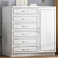 Modern White Accent Chest with Drawers 14.96" Wide Side Cabinet with Door