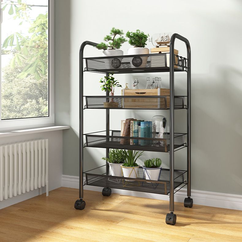 Modern Steel Etagere Bookshelf 3/4/5-Shelf Vertical Open Bookcase with Caster Wheels Clearhalo 'Bookcases' 'furn' 'furn_bookcases' 'Furniture' 'Office Furniture' 1200x1200_efe243d7-ef11-4fa7-a0e4-452df0b04ed2