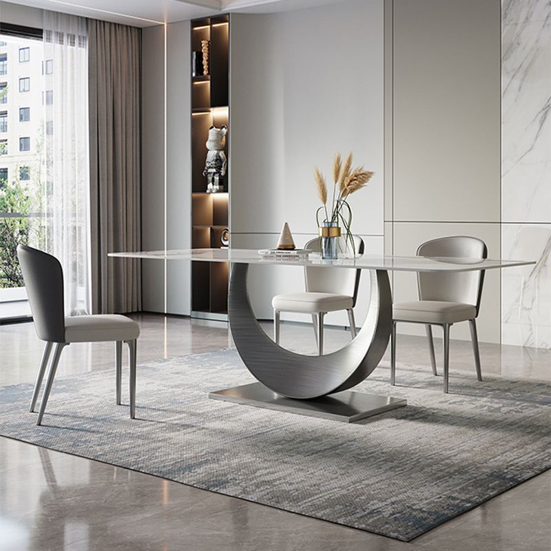 Contemporary Style 1/4/5/7/8 Pieces Dining Chairs Set Rectangle Stone Furniture in White Clearhalo 'Dining Room Sets' 'Dining Tables & Seating' 'dining_room_set' 'furn' 'furn_dining_room_set' 'Furniture' 'Kitchen & Dining Furniture' 1200x1200_efe274d2-7687-4b51-b167-12ebd5459008