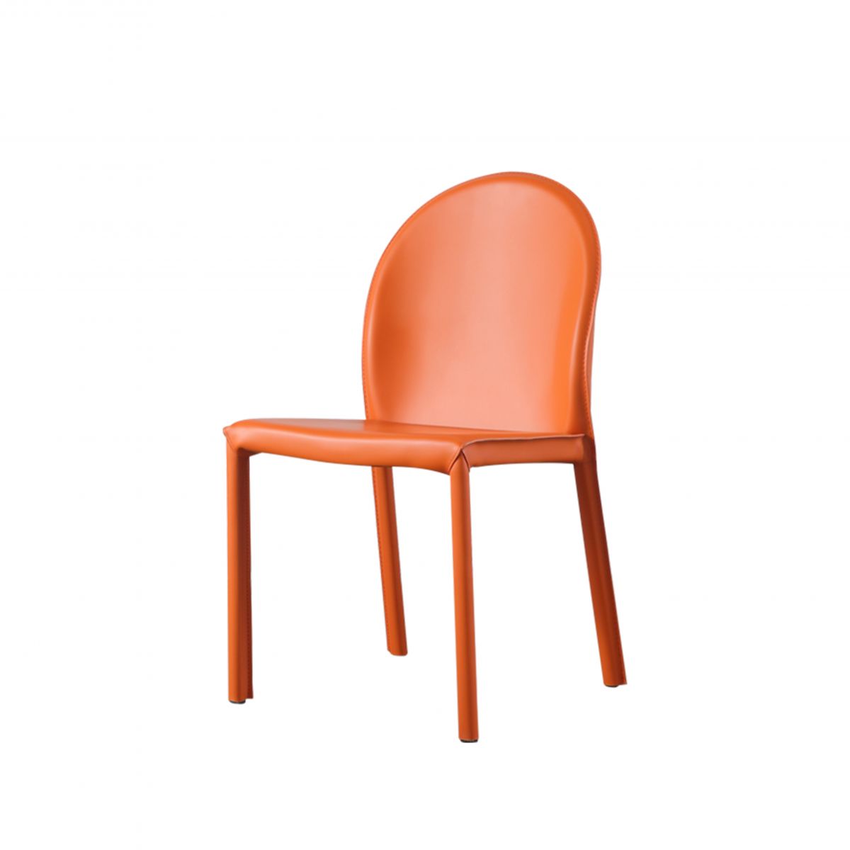 Orange and Green Dining Chairs Modern Faux Leather Armless Dining Side Chair