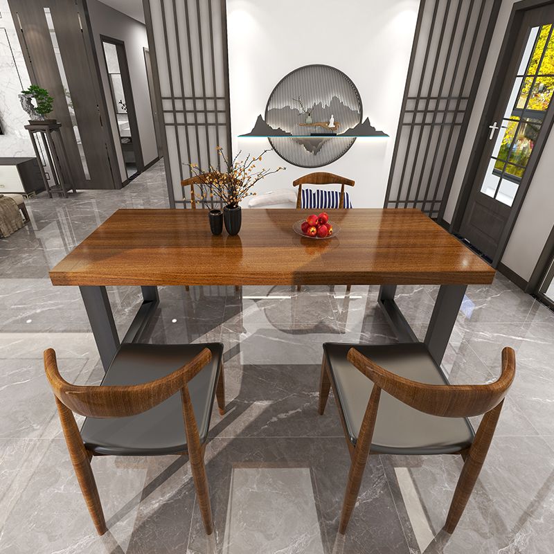 Black Metal Sled Base Table Industrial Dining Site Table with Wood Top Clearhalo 'Dining Tables & Seating' 'Dining Tables' 'dining_table' 'furn' 'furn_dining_table' 'Furniture' 'Kitchen & Dining Furniture' 1200x1200_efe380b8-6fd9-4fdf-acb9-941863d0fa4f
