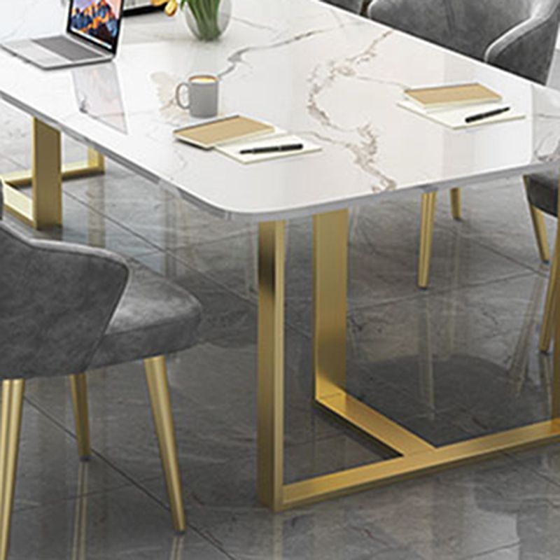 Rectangular Shape Contemporary Office Desk Stone Task Desk with 2-Legs in White Clearhalo 'furn' 'furn_office_desk' 'Furniture' 'Office Desks' 'Office Furniture' 'office_desk' 1200x1200_efe61691-33f7-4d2b-83f4-763fd3b625ae