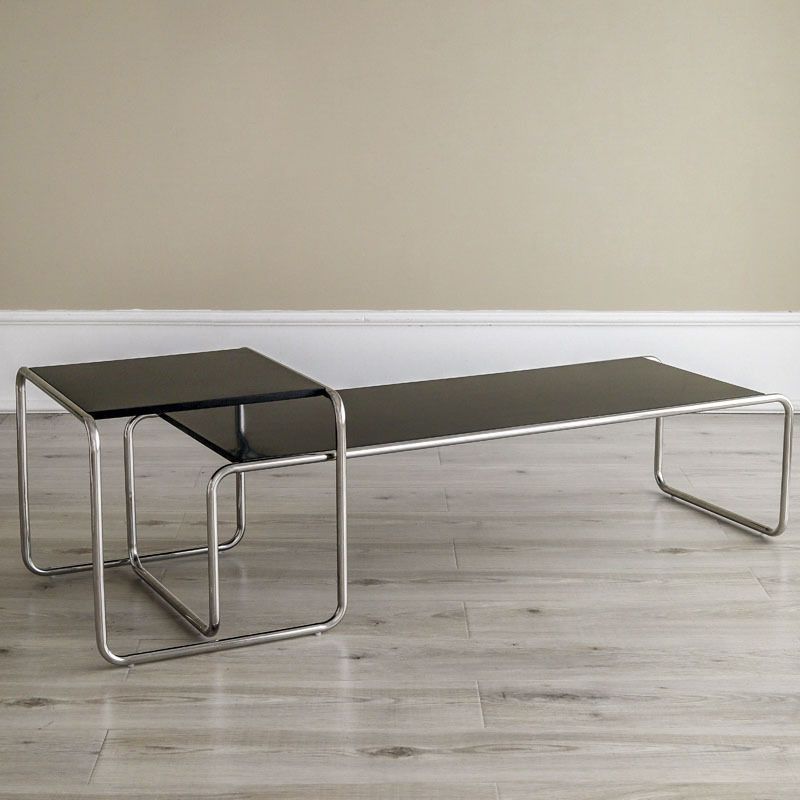Contemporary Coffee Table with Wooden Top and Steel Sled Base Clearhalo 'Coffee & Accent Tables' 'Coffee Tables' 'coffee_tables' 'furn' 'furn_coffee_tables' 'Furniture' 'Living Room Furniture' 1200x1200_efe73e0a-efdb-4733-a392-445d0c723474
