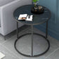 Glam Black/White Wood Side Table Stainless Steel Frame End Table