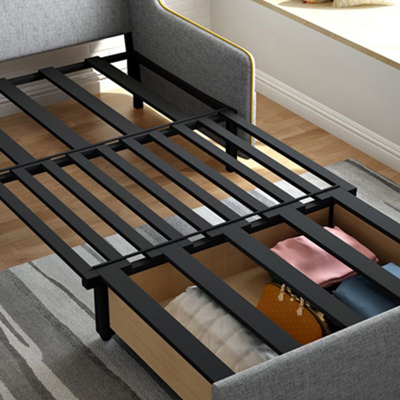STOCK FUTON in futon e materasso in tessuto moderno grigio con cuscini